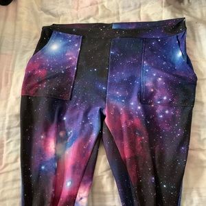 Black Milk Galaxy Purple Cuffed Pants Size XL
